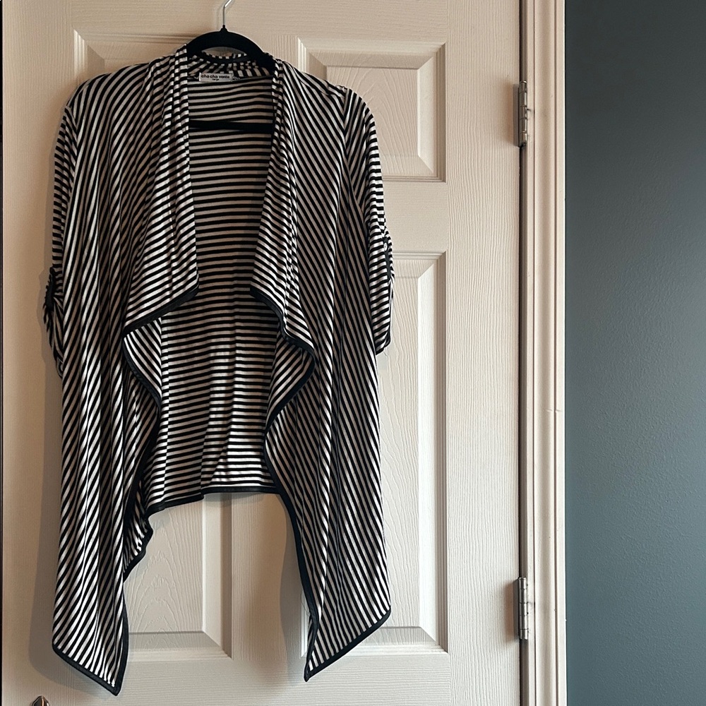 Black and White Striped Cardigan